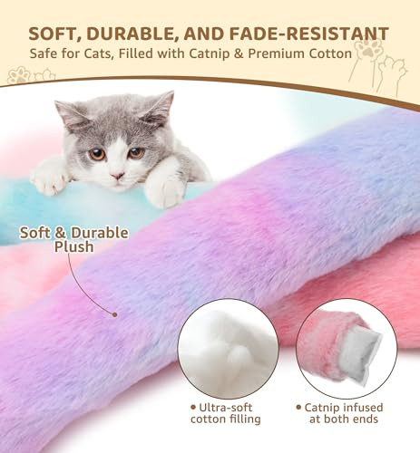 Iptpas 3 Pack Cat Kicker Toy Pillows Interactive Plush Toys With Catnip Inside Soft Durable Kick Sticks Teething Chew Toy Cat Body Pillows For Indoor Cats & Kittens Promote Exercise Play & Cuddle