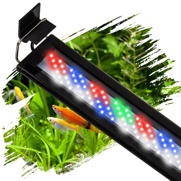Irqwy Led Aquarium Light Full Spectrum Fish Tank Lights 55/75 Gallon Freshwater Fishtank Hood Lighting For Grow Fish Plants Adjustable From 48 To 54 Inch