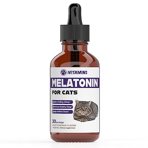 Ivitamins Melatonin For Cats Supports Healthy Restful Sleep For Your Cat Cat Stress Relief Cat Calming Cat Anxiety Relief Cat Melatonin Anxiety Relief For Cats Cat Sleep Aid 1 Fl Oz