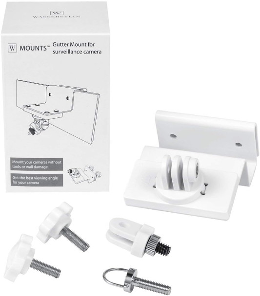 Wasserstein Weatherproof Gutter Mount - Compatible with Arlo Pro/Pro 2/Pro 3/Pro 4/ Pro 5S/HD/Ultra/Ultra 2 (2-Pack, White)