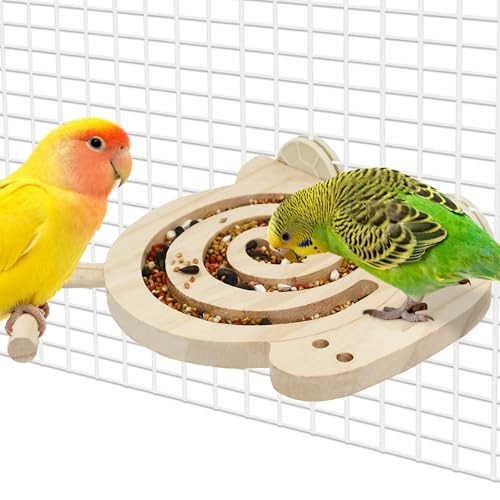 Jevnd Bird Foraging Toys With Perch Kiln-Dried Wood Bird Enrichment Toys For Slow Feeder Parakeet Toy For Cages Reduce Seed Mess Visible Food Design Parrot Puzzle For Novice/Older/Slow-Learning Birds