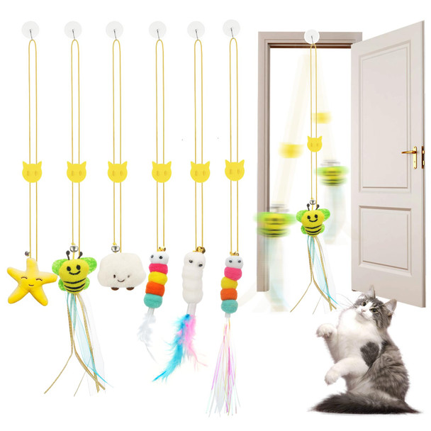 Jiaron Cat Toys Feather Toy 2Pcs Retractable Wand And 10Pcs Replacement Teaser With Bell Refills Interactive Catcher And Funny Exercise For Kitten.