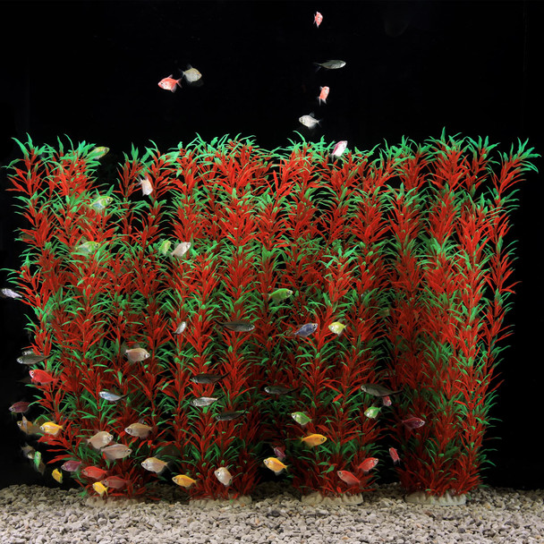 Jihaqua Aquarium Decor Plastic Plants Extra Large 21 Inches Artificial Fish Tank Plants Tall Fish Tank Decorations (Green 2Pcs)