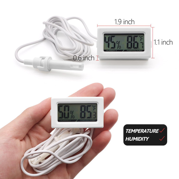 Jlenoveg Digital Probe Thermometer Hygrometer For Reptiles - 2-In-1 Terrarium Monitor With Instant Reading Mini Design For Turtle Tank/Lizard Cage/Aquarium Habitat (White)
