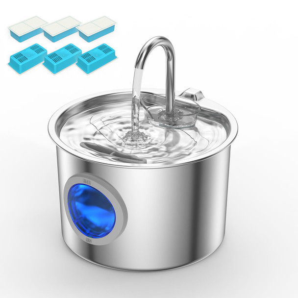 Jlvdxn Cat Water Fountain Advanced 304 Stainless Steel 2.2L/74Oz With Detachable Tank Easy To Clean Automatic Pet Fountain Quiet Cats Water Dispenser Dogs (74Oz Cat Fountain)