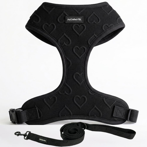 Joycrafted-Fbl No Pull Dog Harness & Leash Set Lightweight Breathable Neoprene Cute Heart Pattern Adjustable Step-In VestSoft Padded With Back D-Ring Xxs-L Small Dogs Harness & Leash Set Green