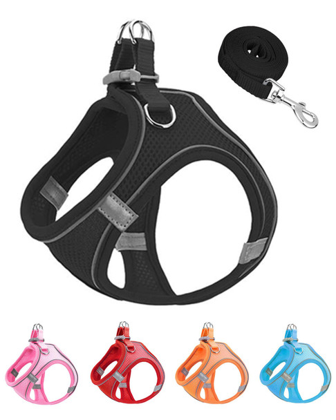 Jufoo Xxxs Pink Soft Mesh Dog Harness And Leash SetNo Escape Puppy Harnesses For Training Walking Reflective Adjustable Puppy Vest For Small Medium Dogs Cats (Pink Xxxs)