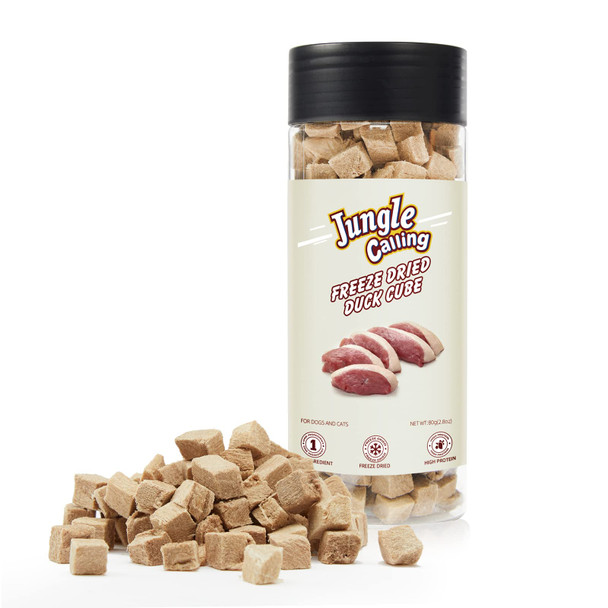 Jungle Calling Ze-Dried Chicken Treats For Cats & Dogs Single Ingredient Grain- High Protein Training Rewards & Food Topper (Chicken Cubes 3.2 Oz)