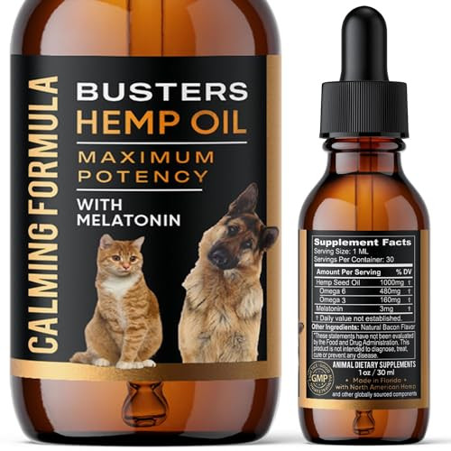 K2Xlabs Busters Calming Hemp Oil Enriched With Melatonin For Dogs Cats Pets Sleep Wel Being And An Ideal Omega Ratio Adrenal And Cushings Support