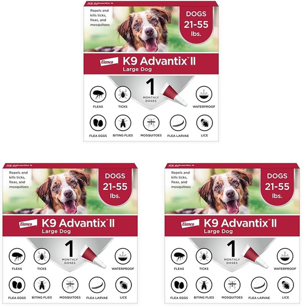 K9 Advantix Ii Large Dog Vet-Recommended Flea Tick & Mosquito Treatment & Prevention Dogs 21-55 Lbs. 2-Mo Supply (Packaging May Vary)