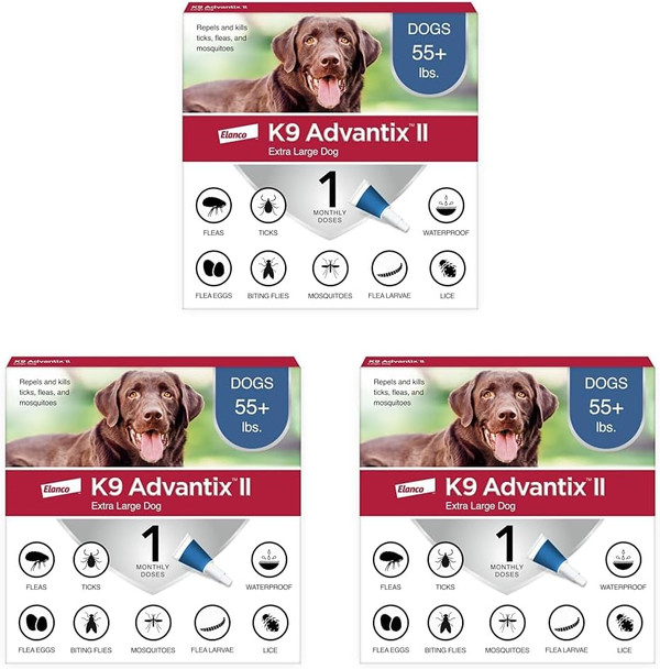 K9 Advantix Ii Xl Dog Vet-Recommended Flea Tick & Mosquito Treatment & Prevention Dogs Over 55 Lbs. 1-Mo Supply