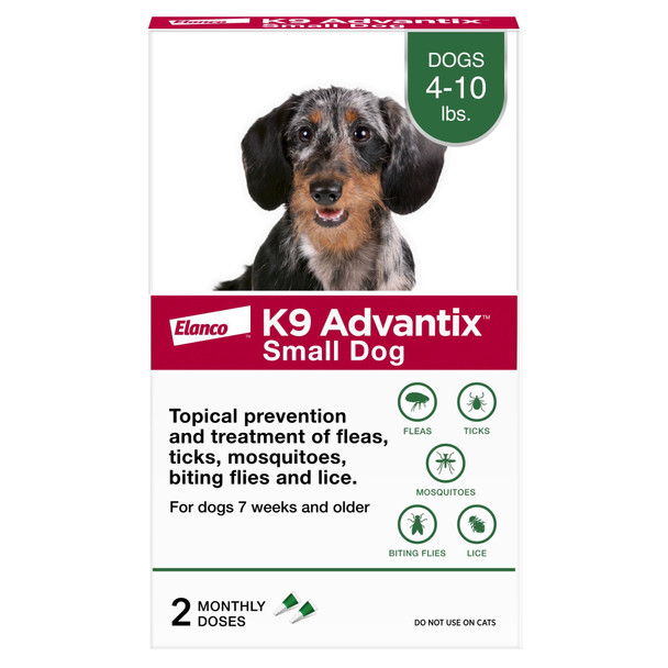 K9 Advantix Flea Tick & Mosquito Prevention For Dogs 4-10 Lbs. Flea Drops For Small Dogs Apply Monthly 2 Treatments