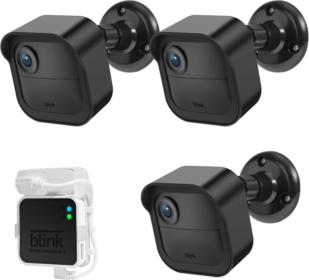 Camera Mount for Blink Outdoor 4 (4th Gen) , Weatherproof Protective Housing and 360 Degree Adjustable Mount with Blink Sync Module 2 Mount for Blink Outdoor (4th & 3rd Gen) Camera (Black, 3 Pack)