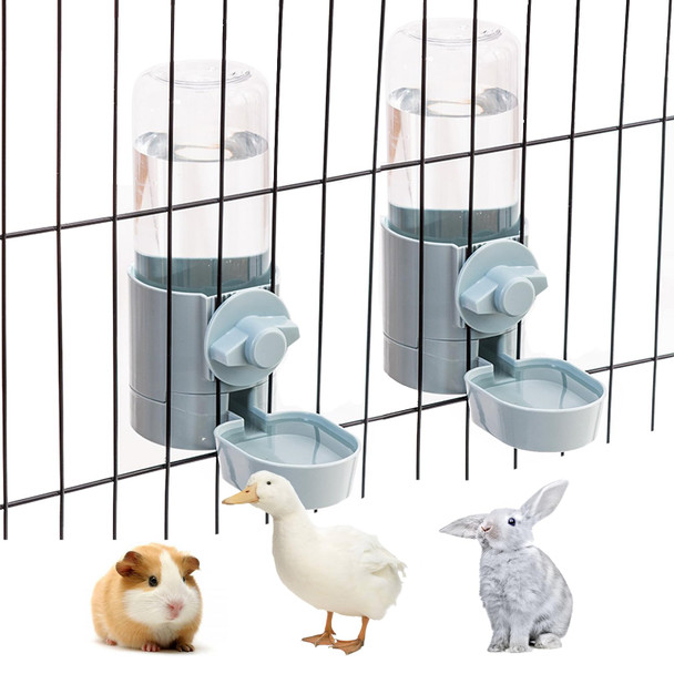Kathson 2Pcs Rabbit Water Bottle 17 Oz Bunny Hanging Water Fountain Automatic Guinea Pig Water Dispenser No Leak Drinking Feeder For Bunny Chinchilla Hamsters Cat Dog Small Animals(Grey)