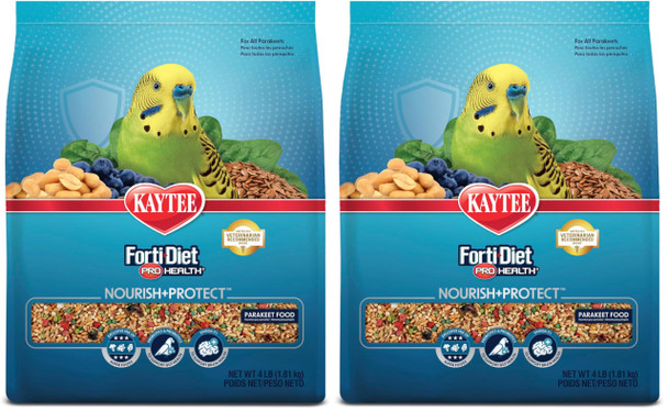 Kaytee Forti-Diet Pro Health Nourish+Protect Parakeet Food Comprehensive Nutrition Backed By Science Digestive Health Immune Support 2 Pounds