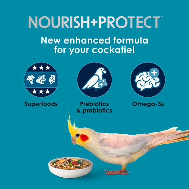 Kaytee Forti-Diet Pro Health Nourish+Protect Cockatiel Food Comprehensive Nutrition Backed By Science Digestive Health Immune Support 5 Pounds