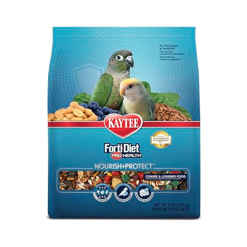 Kaytee Forti-Diet Pro Health Nourish+Protect Conure & Lovebird Food Comprehensive Nutrition Backed By Science Digestive Health Immune Support 4 Pounds