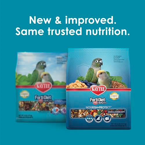 Kaytee Forti-Diet Pro Health Nourish+Protect Conure & Lovebird Food Comprehensive Nutrition Backed By Science Digestive Health Immune Support 4 Pounds
