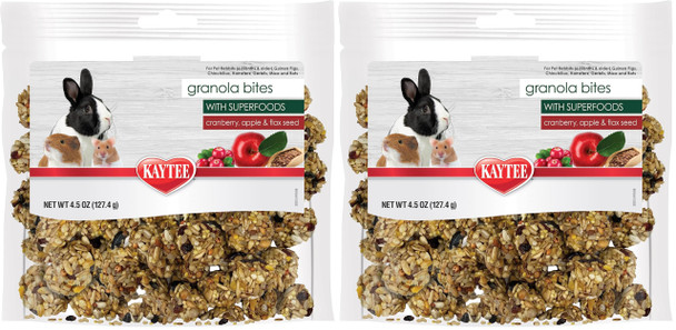 Kaytee Granola Bites With Superfoods Spinach And Carrot For Rats Mice Hamsters Gerbils Rabbits Guinea Pigs And Chinchillas 4.5Oz