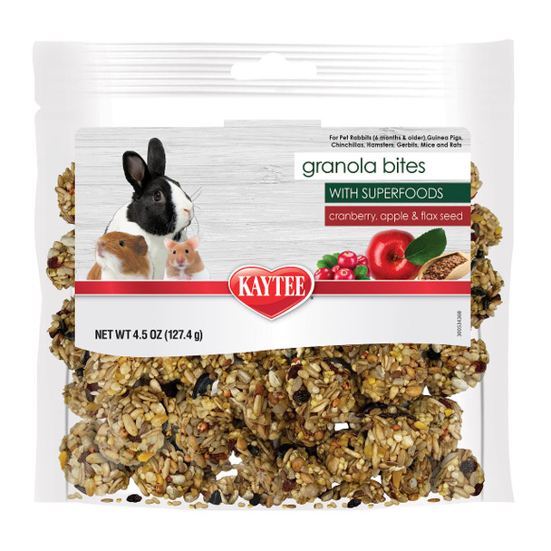 Kaytee Granola Bites With Superfoods Cranberry Apple And Flax For Rats Mice Hamsters Gerbils Rabbits Guinea Pigs And Chinchillas 4.5 Oz