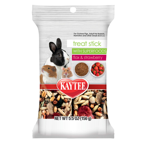 Kaytee Small Animal Treat Stick With Superfoods Strawberry & Flax Seed 5.5 Oz