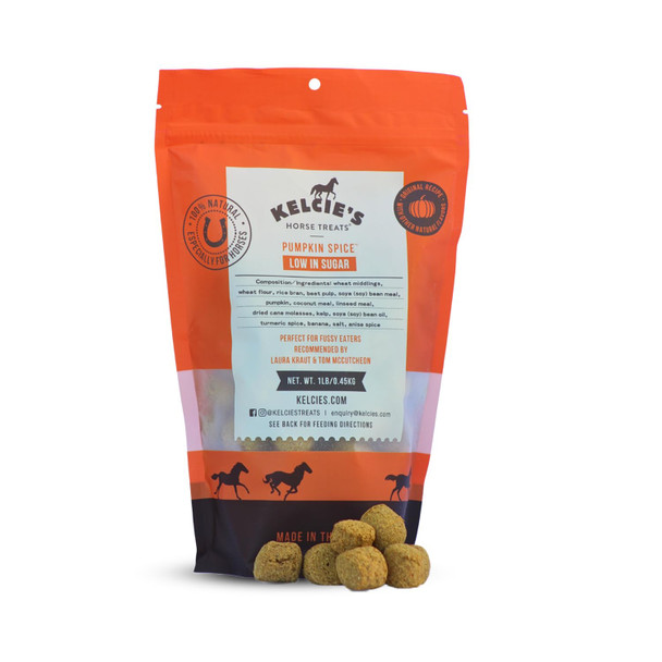 Kelcies Pumpkin Spice Horses Treats - Low Sugar Starch And Carbohydrates Healthy Treats For Horse Supports Superior Digestion 2 Pounds (Pack Of 2)