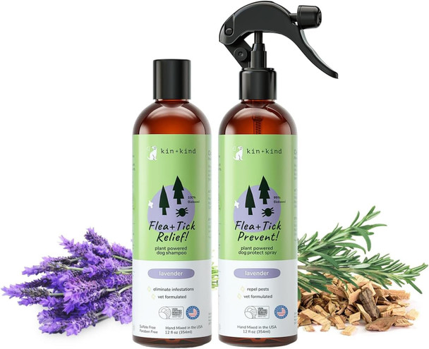 Kin+Kind Flea & Tick Spray And Shampoo Kit For Dogs & Cats