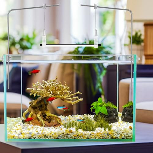 Kisangel 2Pcs Aquarium Light Rack Support Stand Aluminum Alloy Adjustable Height Fish Tank Lamp Bracket For Freshwater Saltwater Fish Tank Light Rack
