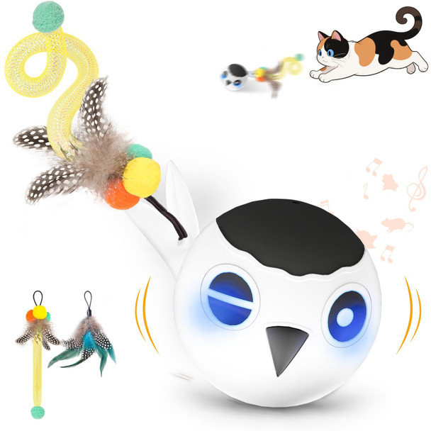 Kiwilove Cat Toys Interactive Cat Toys For Indoor Cats Usb Rechargeable Electronic Smart Exercise Kitten Toy Motion Chirping Activated Moving Ball (Blue)