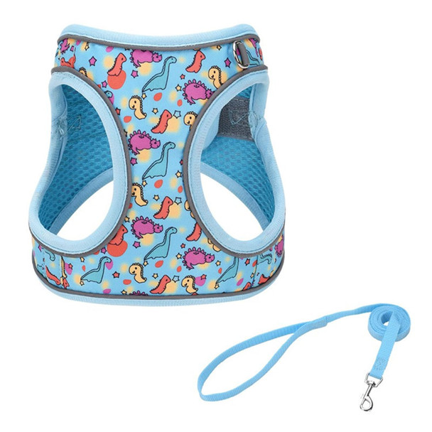 Kocaplye Step In Dog Harness No Pull Dinosaur Adjustable Soft Mesh Padded Reflective Pet Vest Harness And Leash Set For Small Medium Dogs