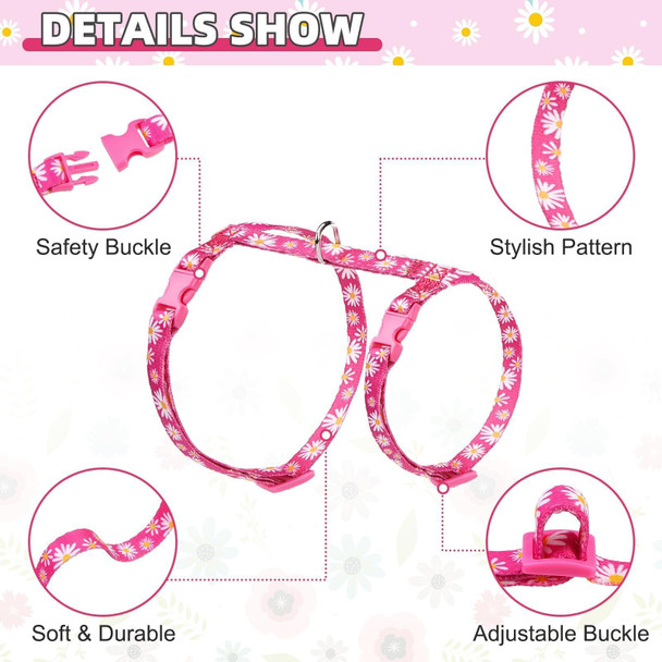Kooltail Cat Harness And Leash Set Escape Proof With Airtag Holder Collars (3 In 1) Comfortable Lightweight Adjustable Kitten Harness For Small Medium Large Cats Safe Walking & TravelPink Daisy