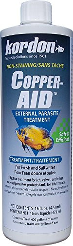 Kordon Copper-Aid External Parasite Treatment For Aquarium Fish Cures Ich Velvet And Parasites On Freshwater And Saltwater Fish 16-Ounces