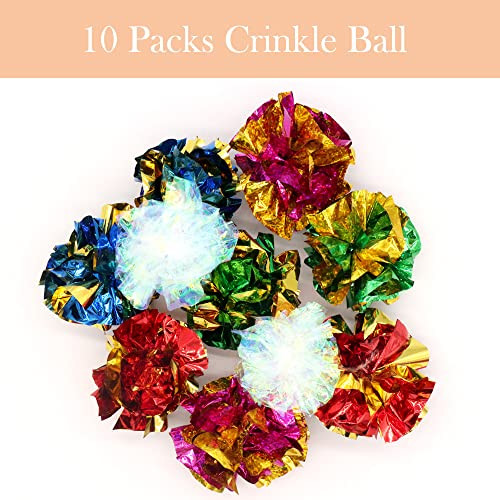 Lasocuhoo Cat Toys 30 Packs Interactive Cat Toy Pack Including Cat Crinkle Balls Cat Sparkle Balls Spiral Springs For Kitten