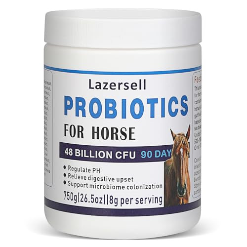 Lazersell Probiotics For Horses Dietary Supplement All-Natural Digestive System Maintenance Formula Equine Digestion Support Horse Health Supplements (90 Days)