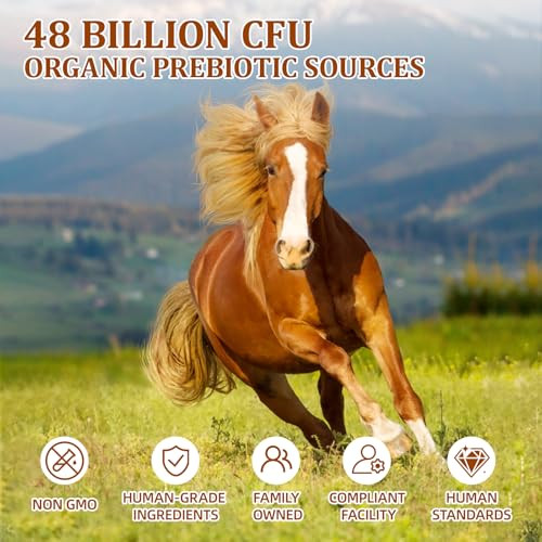 Lazersell Probiotics For Horses Dietary Supplement All-Natural Digestive System Maintenance Formula Equine Digestion Support Horse Health Supplements (90 Days)