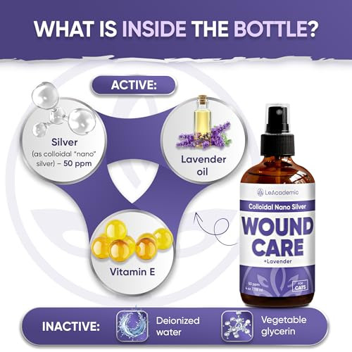 Leacademic Cat Wound Care + Lavender Wound Care For Cats Cat Wound Spray Wound Spray Pet Wound Care For Cats 4 Oz