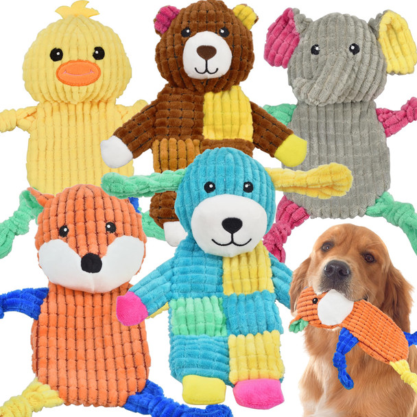 Lechong 5Pcs Squeaky Dog Toys Large Crinkle Dog Toys For Large Medium And Small Dogs Puppy Toys To Keep Them Busy Great Value Dog Toy Bundle