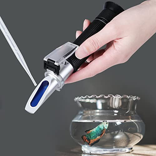 Leerchunag Water Salinity Refractometer Leerchuang Dual Scales Hydrometer: Specific Gravity 1.000-1.070 & Ppt 0-100 (1 = 1Ppt = 1000 Ppm) Handheld Seawater Tester For Aquarium Marine Fish-Keeping Pool Tank