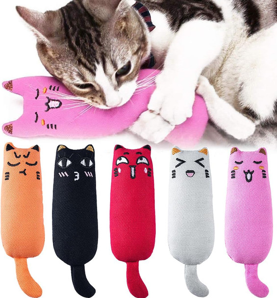 Legendog 5Pcs Bite Resistant Catnip Toy For CatsCatnip Filled Cartoon Mice Cat Teething Chew Toy