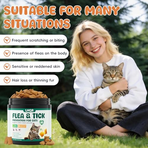 Lhqr Flea And Tick Prevention For Cats Chewable Natural Oral Flea And Tick Treatment Supplement Cat Flea Chews Support Skin & Digestive Supplement For Puppies & All Breeds 500 Pcs Chicken