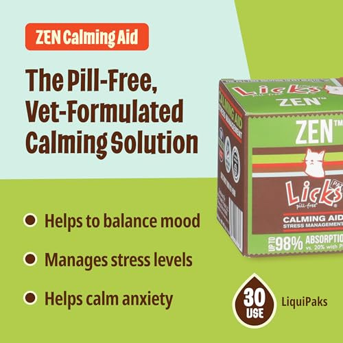 Licks Pill- Zen Cat Calming - Natural Calming Aid For Aggressive Behavior & Nervousness - Cat Treats For Stress Relief & Health - Gel Packets - 30 Use