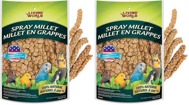 Living World - Millet Spray For Birds 3.5 Oz Premium Treat For Budgies Canaries Finches Cockatiels And Other Pet Birds