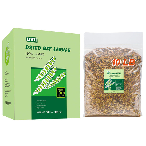 Liwii 5Lb Dried Black Soldier Fly Larvae 86X Calcium Than Dried Mealworms High Protein Non-Gmo Organic Chicken Feed Reptile & Amphibian Food