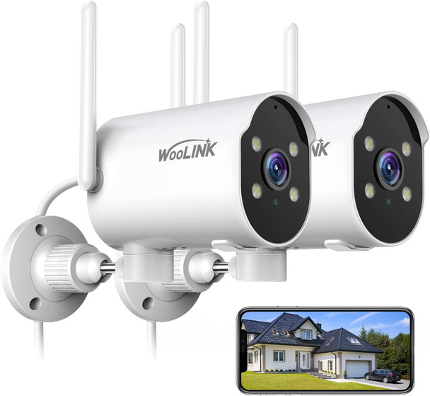 2K Security Camera Outdoor WiFi Security Cameras Pan Rotating 225° Full Color Night Vision, Two-Way Audio, 2.4GHz WiFi, IP65 Waterproof, Motion Detection Alarm (2 Pack) 2K Security Camera Outdoor WiFi Security Cameras Pan Rotating 225° Full Color Night Vision, Two-Way Audio, 2.4GHz WiFi, IP65 Waterproof, Motion Detection Alarm (2 Pack)