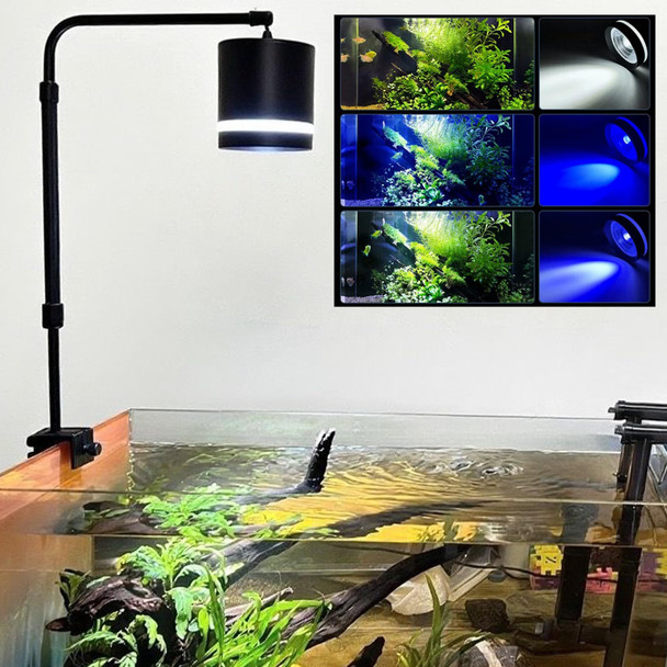 Liyaoli Aquarium Pendant Lighting Adjustable Tri-Spectrum Led For Planted TankClip-On Hanging Fish Tank & Freshwater Plants Full Spectrum Spotlight (White/Blue Light)
