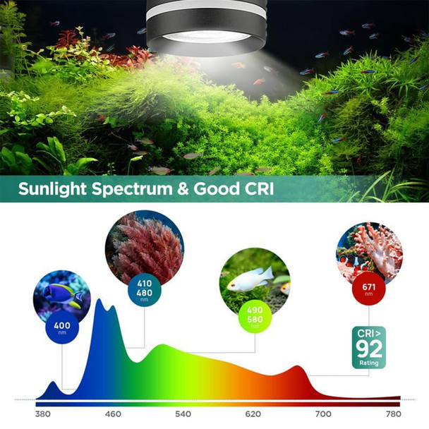 Liyaoli Aquarium Pendant Lighting Adjustable Tri-Spectrum Led For Planted TankClip-On Hanging Fish Tank & Freshwater Plants Full Spectrum Spotlight (White/Blue Light)