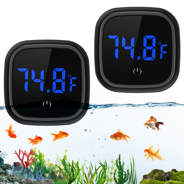 Loficoper Led Digital Aquarium Thermometer Stick-On Fish Tank Thermometer With Built-In Battery For Fish Axolotl Turtle Reptiles