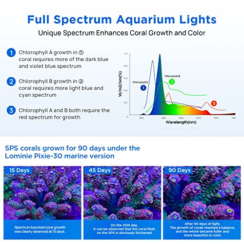 Lominie Led Aquarium Light Saltwater Aquarium Lamp 30W Full Spectrum With Remote Dimmable Nano Coral Reef Light For Fish Tank With Bracket