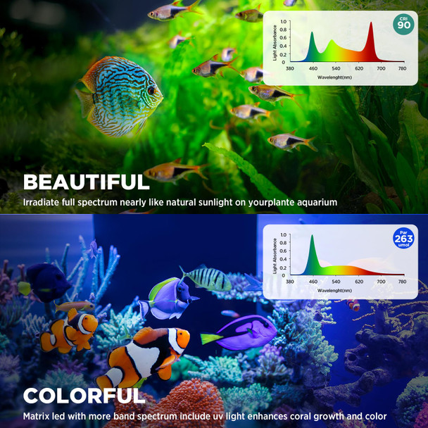 Lominie Led Aquarium Light Full Spectrum 15 -60 Adjustable Aquarium Focus Light Spotlight For Saltwater Freshwater Fish Tank A15 Freshwater/Saltwater