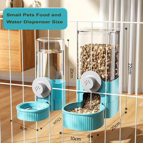 Luismia Hanging Cage Automatic Food Water Dispenser Auto Gravity 1.2L Self-Feeding Feeder And 0.52L Waterer Set Crate Auto Feeder Dish For Puppy Cats Ferret Bunny Guinea Pig Small Pets (Blue)